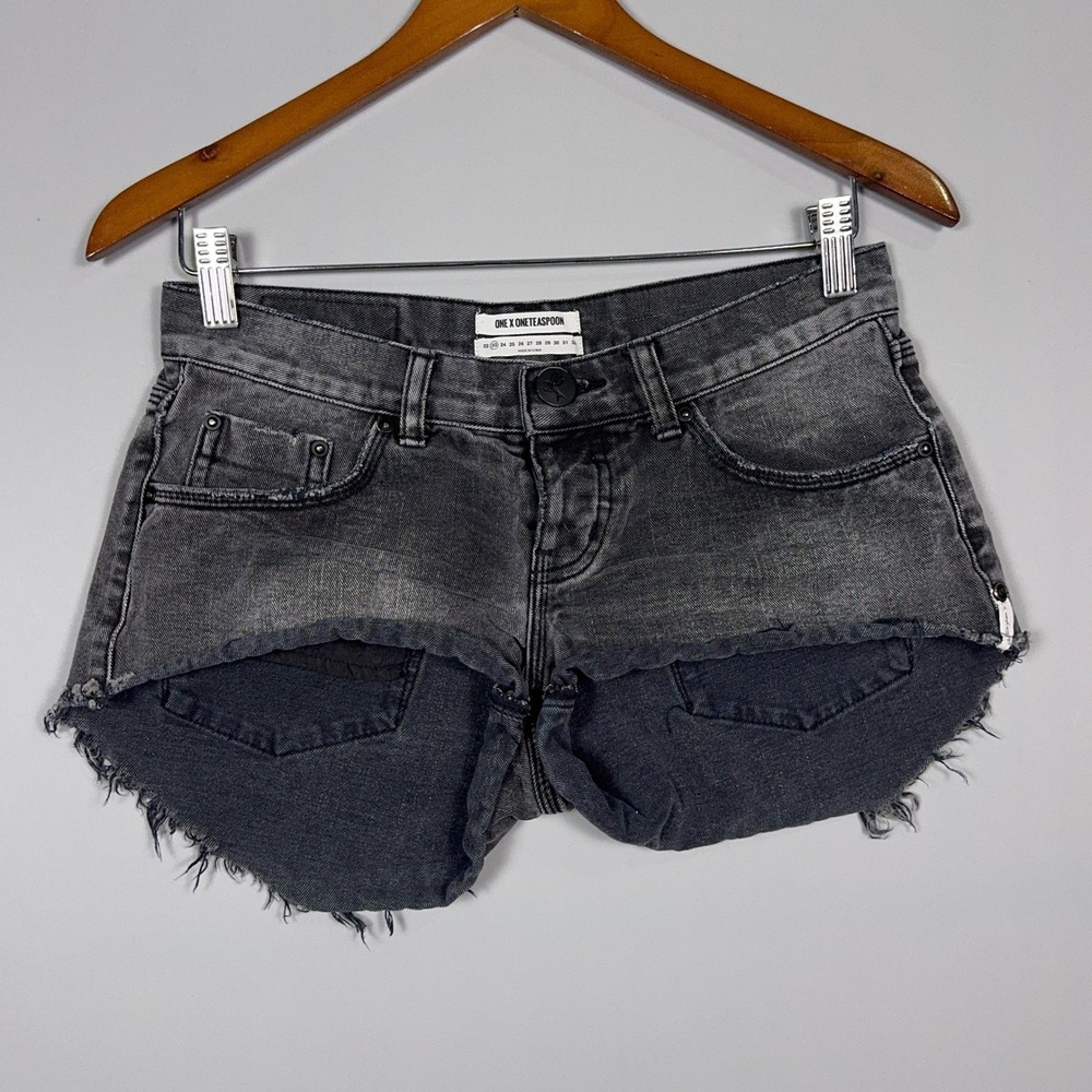One Teaspoon Bonitas Low Rise Micro Mini Booty Shorts Womens Size 22 Distressed